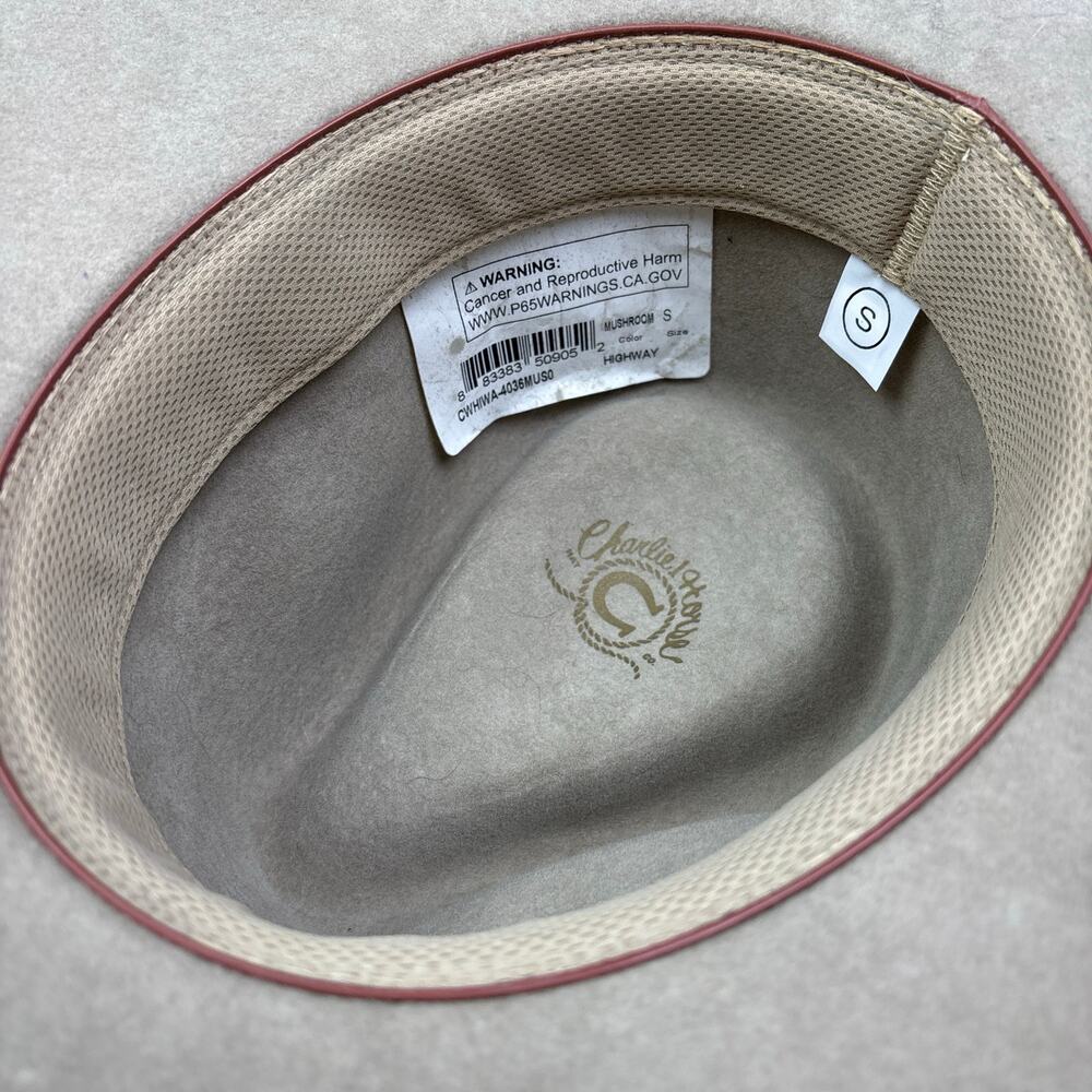 🤠 Charlie 1 Horse Highway Felt Hat | Size S | Mushroom | Wool Blend📏 Size S - Picture 6 of 7
